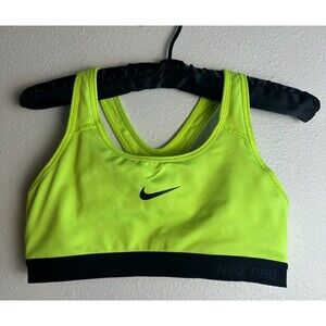 Nike Pro Dri-FIT Hi-Vis Volt Neon Green Racerback Sports Bra Women’s Medium